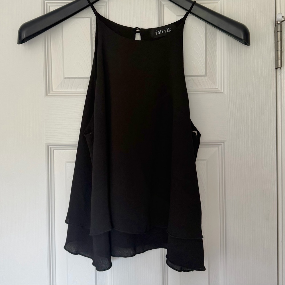 fab'rik Black Layered High Neck Cropped Tank